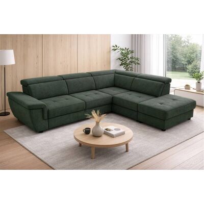 Ecksofa mit Bettfunktion und Bettkasten dunkelgrün Flachgewebe B/H/T: ca. 267x75x238 cm Ecksofa mit Bettfunktion und Bettkasten dunkelgrün Flachgewebe B/H/T: ca. 267x75x238 cm