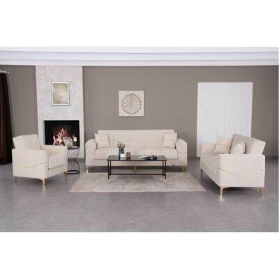 Sofa 3-2-1 Salda beige Microfaser Sofa 3-2-1 Salda beige Microfaser