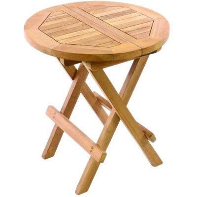VCM Teak Gartentisch - Klappbar, 40cm Durchmesser, 46cm Hoch VCM Teak Gartentisch - Klappbar, 40cm Durchmesser, 46cm Hoch