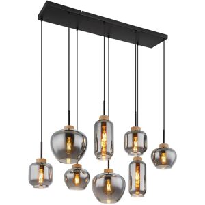 GLOBO Pendelleuchte schwarz natur Metall Hanfseil B/H/T: ca. 40x120x105 cm E27 8 Brennstellen GLOBO Pendelleuchte schwarz natur Metall Hanfseil B/H/T: ca. 40x120x105 cm E27 8 Brennstellen