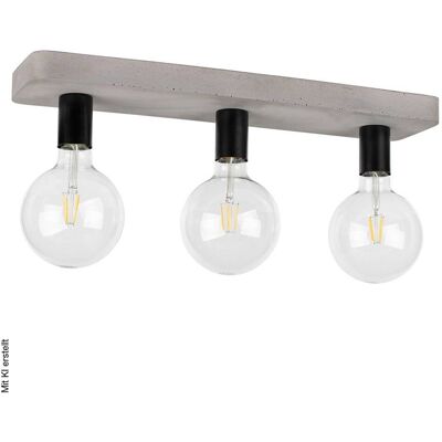 SPOT Light Deckenleuchte Fortan grau schwarz Beton Metall B/H/L: ca. 55x10x14 cm E27 3 Brennstellen SPOT Light Deckenleuchte Fortan grau schwarz Beton Metall B/H/L: ca. 55x10x14 cm E27 3 Brennstellen