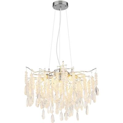 GLOBO Luster klar silber Metall Glas H/D: ca. 120x60 cm E14 8 Brennstellen GLOBO Luster klar silber Metall Glas H/D: ca. 120x60 cm E14 8 Brennstellen