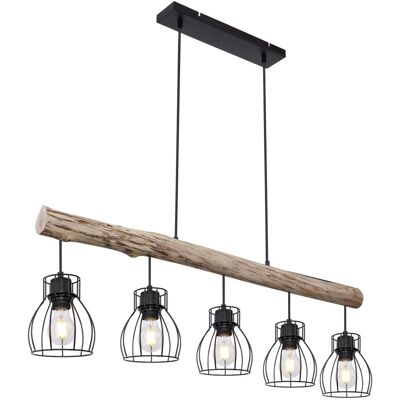 GLOBO Pendelleuchte Mina natur schwarz Holz Metall B/H: ca. 104x140 cm E27 5 Brennstellen GLOBO Pendelleuchte Mina natur schwarz Holz Metall B/H: ca. 104x140 cm E27 5 Brennstellen