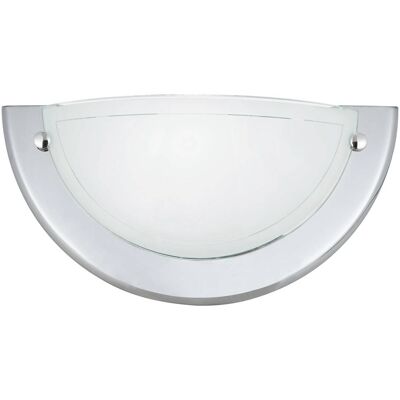Brilliant Wandleuchte Miramar 90196/15 Chrom weiß Metall Glas B/H/T: ca. 28,5x14x7,8 cm E14 1 Brennstellen Brilliant Wandleuchte Miramar 90196/15 Chrom weiß Metall Glas B/H/T: ca. 28,5x14x7,8 cm E14 1 Brennstellen