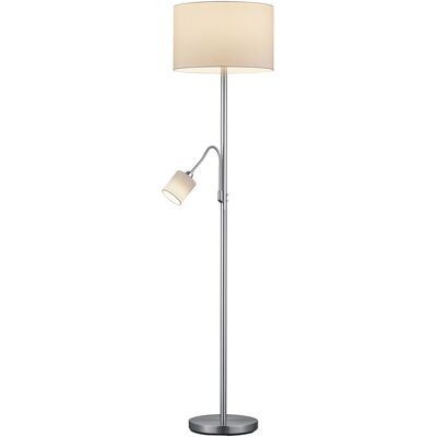 TRIO Stehlampe Hotel nickel matt weiß Metall Stoff H/D: ca. 170x40 cm E27 2 Brennstellen TRIO Stehlampe Hotel nickel matt weiß Metall Stoff H/D: ca. 170x40 cm E27 2 Brennstellen