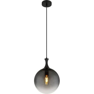 GLOBO Dalton Pendelleuchte - E27, 250mm, 141cm, Rauchglas schwarz GLOBO Dalton Pendelleuchte - E27, 250mm, 141cm, Rauchglas schwarz