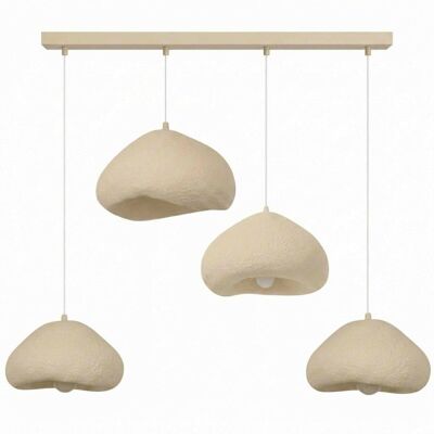 Opviq Pendelleuchte beige Fiberglas Metall B/H/T/L: ca. 154x110x46x154 cm E27 4 Brennstellen Opviq Pendelleuchte beige Fiberglas Metall B/H/T/L: ca. 154x110x46x154 cm E27 4 Brennstellen