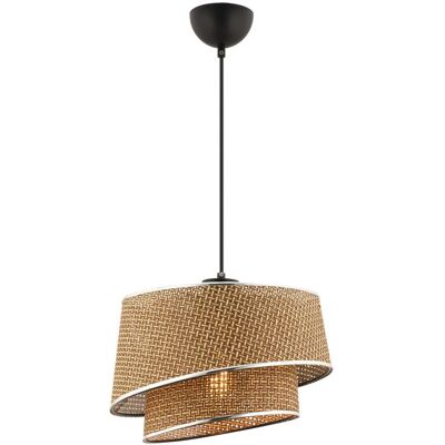 Opviq Pendelleuchte Barette beige silber Stoff Metall B/H/L: ca. 32x65x32 cm E27 1 Brennstellen Opviq Pendelleuchte Barette beige silber Stoff Metall B/H/L: ca. 32x65x32 cm E27 1 Brennstellen