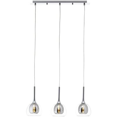 Brilliant Pendelleuchte Hadan Chrom grau klar Metall Rauchglas B/H/T: ca. 66x120x16 cm E14 3 Brennstellen Brilliant Pendelleuchte Hadan Chrom grau klar Metall Rauchglas B/H/T: ca. 66x120x16 cm E14 3 Brennstellen