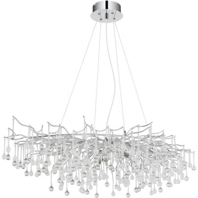 GLOBO Kronleuchter Chrom Aluminium Metall B/H/L: ca. 52x150x120 cm G9 14 Brennstellen GLOBO Kronleuchter Chrom Aluminium Metall B/H/L: ca. 52x150x120 cm G9 14 Brennstellen