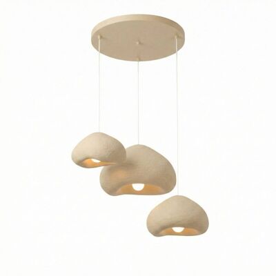 Opviq Pendelleuchte beige Metall Fiberglas B/H/T/L/D: ca. 82x115x82x82x82 cm E27 3 Brennstellen Opviq Pendelleuchte beige Metall Fiberglas B/H/T/L/D: ca. 82x115x82x82x82 cm E27 3 Brennstellen