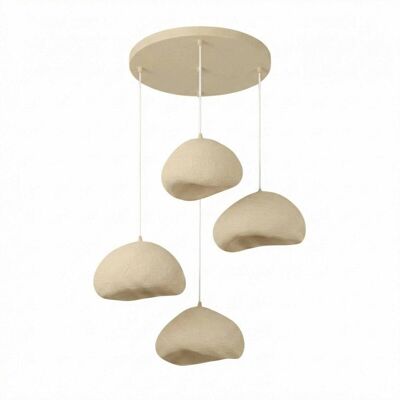 Opviq Pendelleuchte beige Metall Fiberglas B/H/T/L/D: ca. 95x110x95x95x95 cm E27 4 Brennstellen Opviq Pendelleuchte beige Metall Fiberglas B/H/T/L/D: ca. 95x110x95x95x95 cm E27 4 Brennstellen