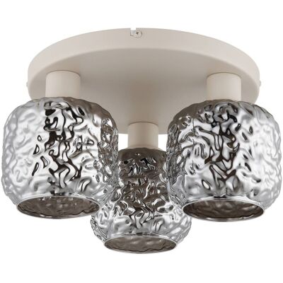 GLOBO Deckenleuchte Rauch beige Glas Metall B/H/L: ca. 34x27,5x34 cm 3 Brennstellen GLOBO Deckenleuchte Rauch beige Glas Metall B/H/L: ca. 34x27,5x34 cm 3 Brennstellen