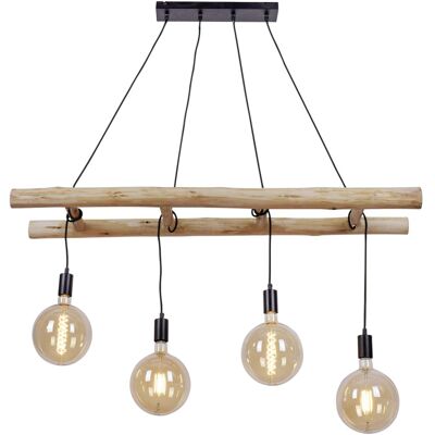 Just Light Pendelleuchte Edgar schwarz Holz Metall Kunststoff H/T/L: ca. 120x30x120 cm E27 4 Brennstellen Just Light Pendelleuchte Edgar schwarz Holz Metall Kunststoff H/T/L: ca. 120x30x120 cm E27 4 Brennstellen