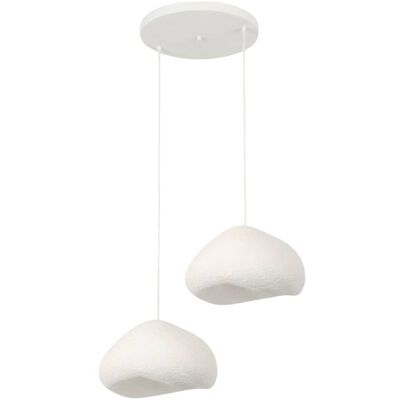Opviq Pendelleuchte weiß Metall Fiberglas B/T/L: ca. 50x46x50 cm E27 2 Brennstellen Opviq Pendelleuchte weiß Metall Fiberglas B/T/L: ca. 50x46x50 cm E27 2 Brennstellen