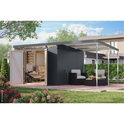 Karibu Gartenhaus Indra 3,5 anthrazit B/H/T: ca. 289x213x289 cm Karibu Gartenhaus Indra 3,5 anthrazit B/H/T: ca. 289x213x289 cm