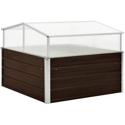 vidaXL Gewächshaus Braun 100x100x85cm Robuster Verzinkter Stahl Pflanzkübel - Gewächshaus vidaXL Gewächshaus Braun 100x100x85cm Robuster Verzinkter Stahl Pflanzkübel - Gewächshaus