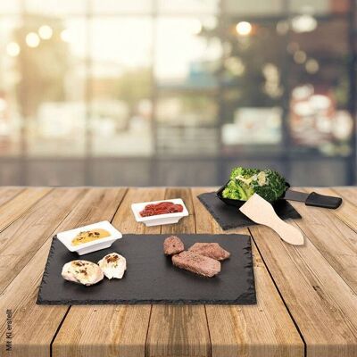 Kesper Raclette-Set grau Schiefer B/L: ca. 20x30 cm Kesper Raclette-Set grau Schiefer B/L: ca. 20x30 cm