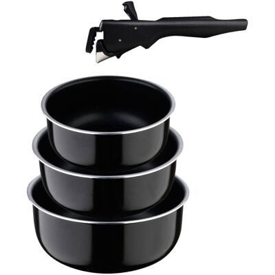SAN IGNACIO Pfannenset Click & cook schwarz Aluminium 3 tlg. SAN IGNACIO Pfannenset Click & cook schwarz Aluminium 3 tlg.