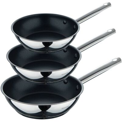 BERGNER Frypan-Set GOURMET silber Edelstahl B/H/L: ca. 26,5x16,3x48 cm BERGNER Frypan-Set GOURMET silber Edelstahl B/H/L: ca. 26,5x16,3x48 cm