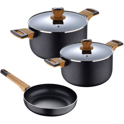 BERGNER Kochgeschirrset EARTH BLACK schwarz Aluminium 5 tlg. BERGNER Kochgeschirrset EARTH BLACK schwarz Aluminium 5 tlg.