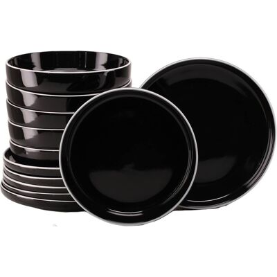 CreaTable Tafelservice Nordic Gourmet schwarz Steinzeug 12 tlg. CreaTable Tafelservice Nordic Gourmet schwarz Steinzeug 12 tlg.