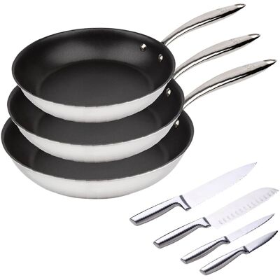 BERGNER Pfannenset BASTER schwarz Edelstahl 7 tlg. BERGNER Pfannenset BASTER schwarz Edelstahl 7 tlg.