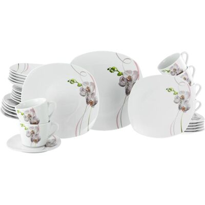 CreaTable Kombiservice Square Orchidee weiß Porzellan 30 tlg. CreaTable Kombiservice Square Orchidee weiß Porzellan 30 tlg.