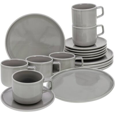 CREATABLE Chef Collection Grau 16-tlg. Porzellan-Service - Kaffeeservice für 6 Personen CREATABLE Chef Collection Grau 16-tlg. Porzellan-Service - Kaffeeservice für 6 Personen