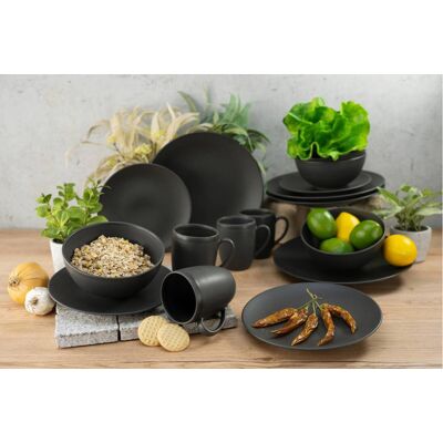 CreaTable Kombiservice Soft Touch mattschwarz Steinzeug 16 tlg. CreaTable Kombiservice Soft Touch mattschwarz Steinzeug 16 tlg.