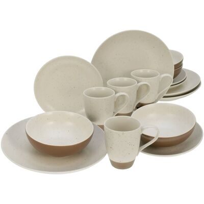 CREATABLE Sand Dunes 16-tlg. Beige Steingut-Geschirrset - Geschirr-Set CREATABLE Sand Dunes 16-tlg. Beige Steingut-Geschirrset - Geschirr-Set