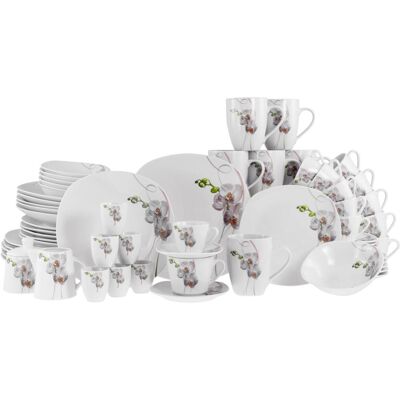 CreaTable Kombiservice Square Orchidee weiß Porzellan 62 tlg. CreaTable Kombiservice Square Orchidee weiß Porzellan 62 tlg.