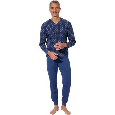 Sieh an! Schlafanzug royalblau-bedruckt male 52/54 Sieh an! Schlafanzug royalblau-bedruckt male 52/54
