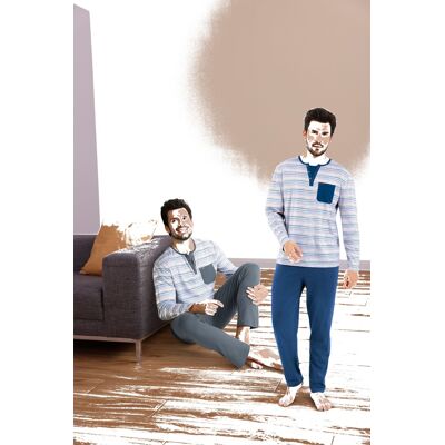 wäschepur men Schlafanzüge anthrazit + marine male 52/54 wäschepur men Schlafanzüge anthrazit + marine male 52/54