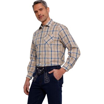 Sieh an! Karohemd beige-jeansblau-kariert male 45/46 Sieh an! Karohemd beige-jeansblau-kariert male 45/46