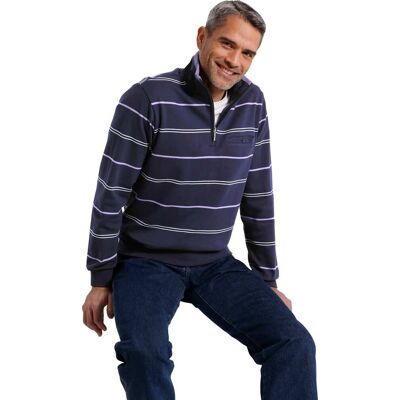 Sieh an! Sweatshirt marine-lavendel-geringelt male 44/46 Sieh an! Sweatshirt marine-lavendel-geringelt male 44/46