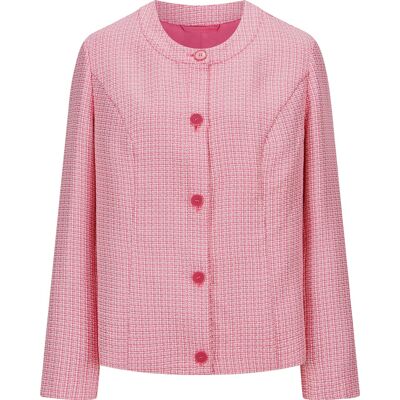 Sieh an! Bouclé-Blazer fuchsia-ecru-gemustert female 46 Sieh an! Bouclé-Blazer fuchsia-ecru-gemustert female 46