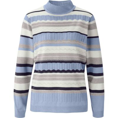 Sieh an! Stehkragenpullover bleu-ecru-gemustert female 38 Sieh an! Stehkragenpullover bleu-ecru-gemustert female 38