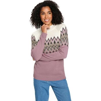 Sieh an! Langarm-Pullover mauve-beige-gemustert female 52 Sieh an! Langarm-Pullover mauve-beige-gemustert female 52