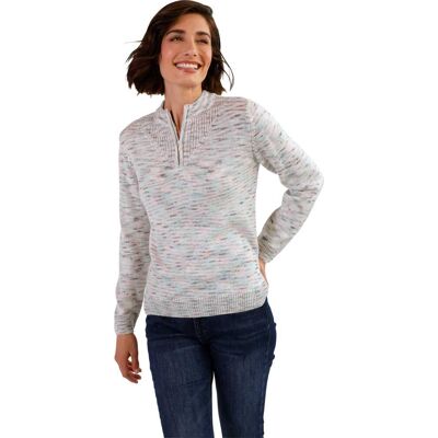 Sieh an! Stehkragenpullover ecru-meliert female 56 Sieh an! Stehkragenpullover ecru-meliert female 56
