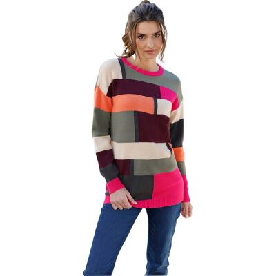Sieh an! Longpullover khaki-pink-gemustert female 48 Sieh an! Longpullover khaki-pink-gemustert female 48