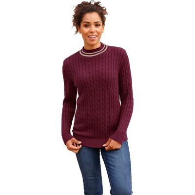 Sieh an! Stehkragenpullover bordeaux-sand female 40 Sieh an! Stehkragenpullover bordeaux-sand female 40
