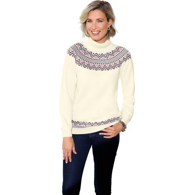 Sieh an! Rollkragenpullover ecru-jade-gemustert female 54 Sieh an! Rollkragenpullover ecru-jade-gemustert female 54