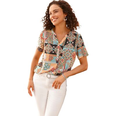 Sieh an! Kurzarm-Bluse mint-apricot-bedruckt female 42 Sieh an! Kurzarm-Bluse mint-apricot-bedruckt female 42