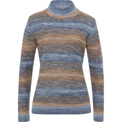 Sieh an! Stehkragenpullover camel-jeansblau-gemustert female 52 Sieh an! Stehkragenpullover camel-jeansblau-gemustert female 52
