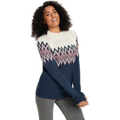 Sieh an! Langarm-Pullover dunkelblau-mauve-gemustert female 40 Sieh an! Langarm-Pullover dunkelblau-mauve-gemustert female 40