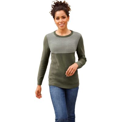 Sieh an! Langarm-Pullover khaki-ecru female 46 Sieh an! Langarm-Pullover khaki-ecru female 46