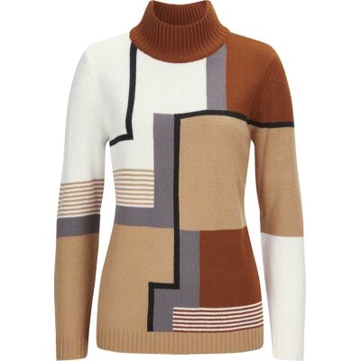 Sieh an! Stehkragenpullover ecru-camel-gemustert female 40 Sieh an! Stehkragenpullover ecru-camel-gemustert female 40