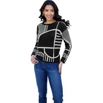 Sieh an! Jacquardpullover schwarz-ecru-gemustert female 46 Sieh an! Jacquardpullover schwarz-ecru-gemustert female 46