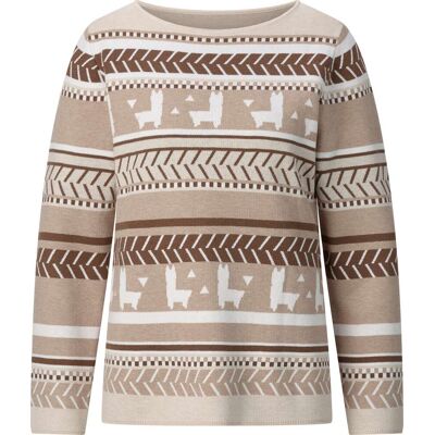 Sieh an! Jacquard-Pullover beige-schoko-gemustert female 38 Sieh an! Jacquard-Pullover beige-schoko-gemustert female 38